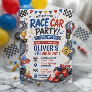 Race Car Birthday Personalised Racing Car Party Invitation
