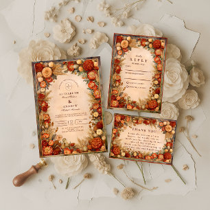 Autumn Harvest Floral Wedding Invitation