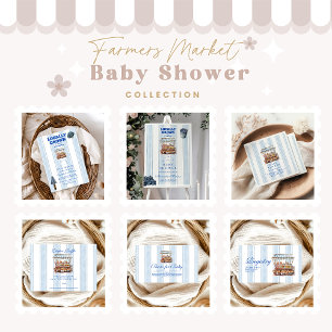 Blue Farmers Market Baby Shower Invitation