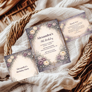 Soft Gothic Pastel Floral Birthday Celebration Invitation