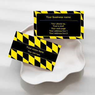 Black and Yellow Bavaria Diamond Flag Pattern Business Card