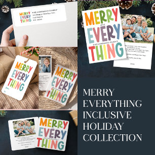 Colorful Merry Everything Inclusive NON-PHOTO  Holiday Card