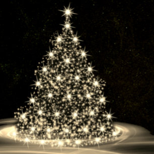 Christmas Greeting Golden Shiny Tree Winter Black Holiday Card