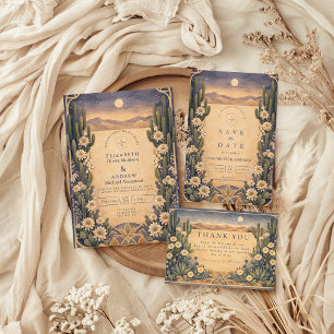 Earthy Desert Floral Wedding Invitation