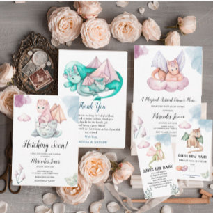 A Magical Arrival Draws Near Dragon Baby Shower Invitation