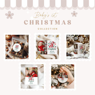 6 Photo Candy Cane Baby 1st Christmas Holiday Card