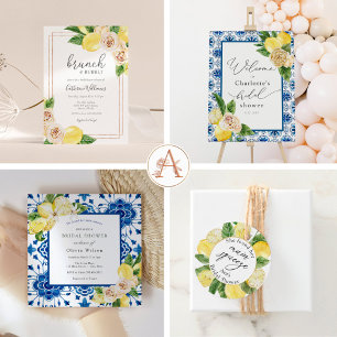 Something Blue Moroccan Tile Bridal Shower Invitation