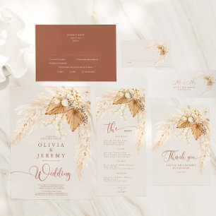 Bohemian Dried Flowers and Pampas Grass Photo Invitation