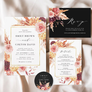 Black Burgundy Terracotta Floral Wedding  Classic Round Sticker