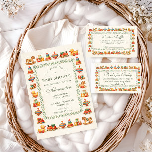 Whimsical Vintage Toy Baby Shower Invitation