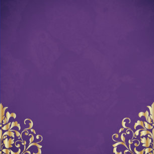 Elegant Gold and Purple Damask Wedding Invitation