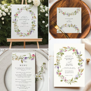 Wildflower Garden Wreath Wedding Save the Date Magnet