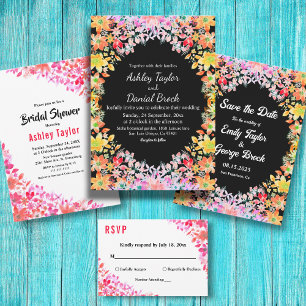 Elegant Watercolor Botanical Wreath Floral Wedding Invitation