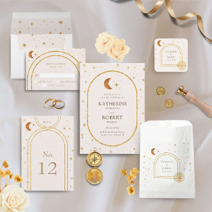 Vintage Celestial Moon Stars Wedding Invitation