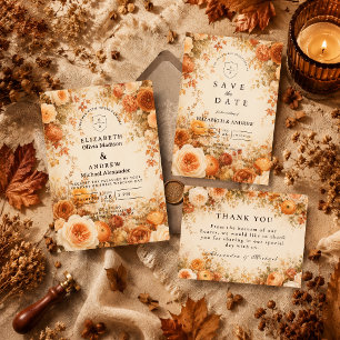 Elegant Autumn Floral Wedding Save The Date