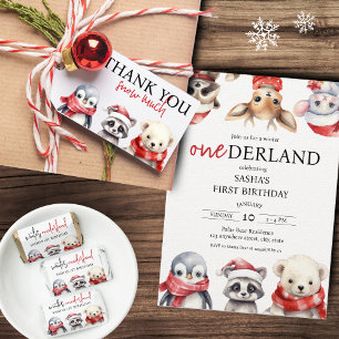 Winter Onederland 1st birthday Christmas Photo Rectangular Sticker