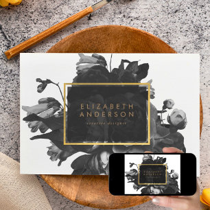 Black Gold Rose Circle Bouquet Loyalty Card