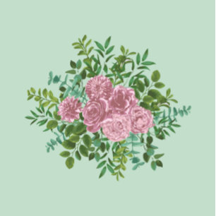 Light Green & Pale Pink Peony Rose Floral Wedding Invitation