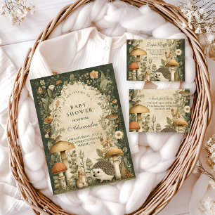 Vintage Woodland Mushroom Baby Shower Invitation