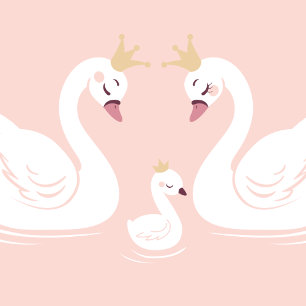 Swans Baby Shower Bird with Crown Co-Ed Peach Invitation