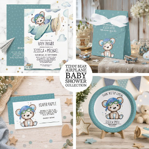 Aeroplane Pilot Teddy Bear Baby Predictions Enclosure Card