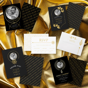 Gold frame jewellery inspired wedding photo