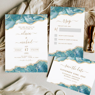 Budget Agate Turquoise Teal Gold Wedding