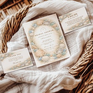 Coastal Seashell Wreath Bridal Shower Invitation