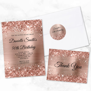 Faux Rose Gold Glitter and Foil 50th Birthday Napkin