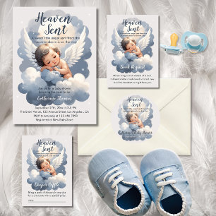 Heaven Sent Angel Baby In Clouds Baby Shower Classic Round Sticker