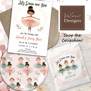 Ballerina Dance Twirl 3rd Birthday Girl Pink Invitation