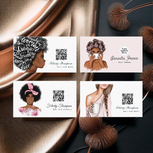 African American Hairdresser QR Code Business Card
