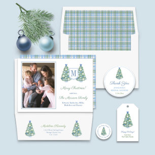 Chic Blue And White Christmas Tree Return Address Return Address Label
