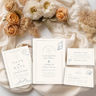 Elegant Nautical Hand Drawn Wedding Save The Date