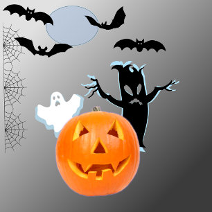 Moonlit Mischief with Ghost & Pumpkin Invitation