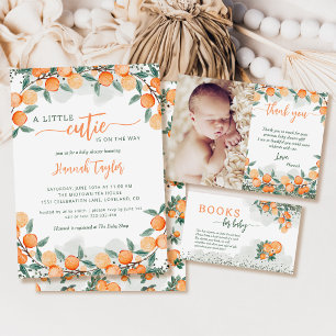 A Little Cutie is on the Way Orange Baby Shower Invitation