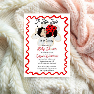Ladybug baby shower cute bug little lady  invitation