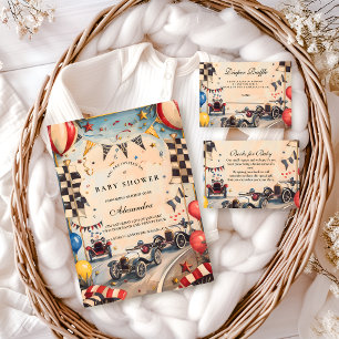 Retro Race Car Baby Shower Invitation