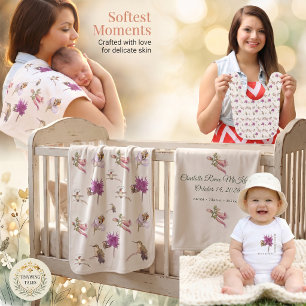 Personalised Boho Wildflower Honey Bee Whimsical  Baby Bodysuit