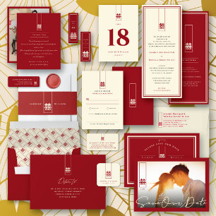 Double Happiness 囍 Script Chinese Wedding Photo Save The Date