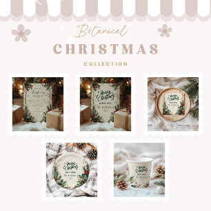 Rustic Birch Pinecone Christmas Party Invitation