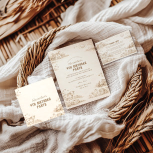 Vintage Farm Sketch Storybook Kids Birthday Invitation