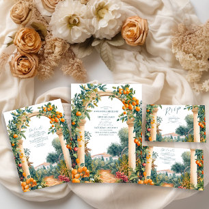 Chic Lemon Mediterranean Summer Wedding Invitation