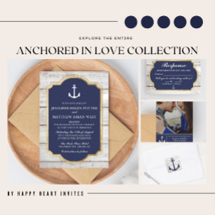 Anchored In Love Rustic Nautical Anchor Wedding Invitation