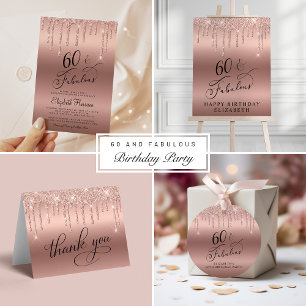 Budget Rose Gold Glitter 60th Birthday Invitation Flyer