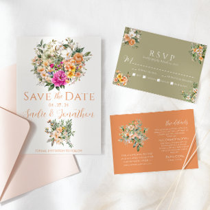 Spring Wedding Apricot Peach Floral  Enclosure Card