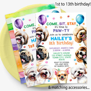 Dog Theme 13th Birthday Party Invitation