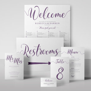 Purple Wedding Invitation Mr & Mrs Invites