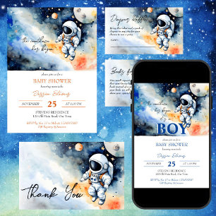 Outer space astronaut baby shower diaper raffle enclosure card