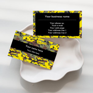 Yellow and Brown Camo, Camouflage, Military, Army Business Card